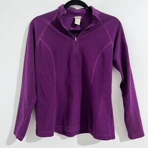L. L. Bean Purple Pullover Half Zip Fleece Sweater Size M Reg Warm Basic Classic